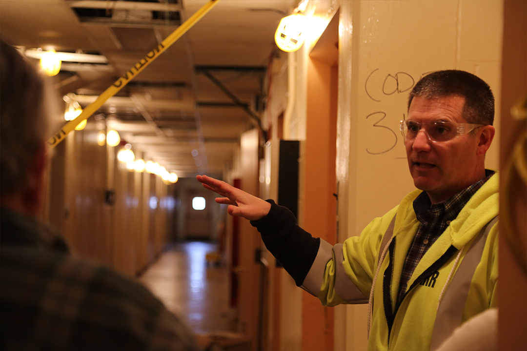 Tom Rosso, CBARR's business manager, leads a tour of the laboratory and explains CBARR's remediation plan.
