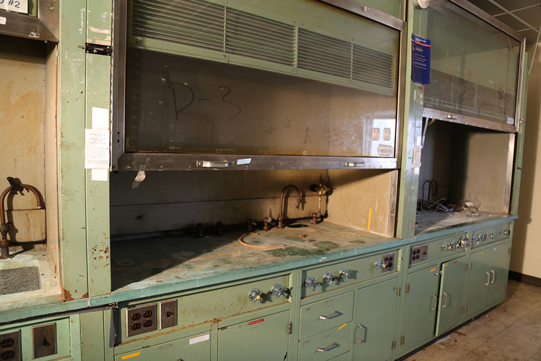Much of the remediation efforts will focus on fumehoods like this, which were likely exposed to chemical agent.