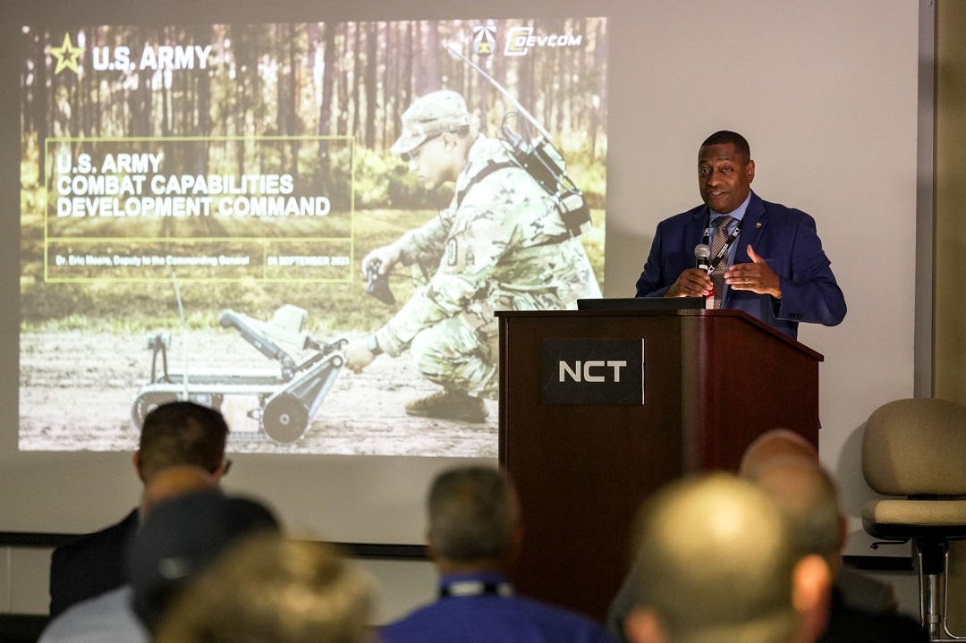 DEVCOM Deputy to the Commanding General Dr. Eric Moore provided his opening remarks during the NCT USA conference discussing the importance of integration and future readiness. (Photo by NCT Consultants)