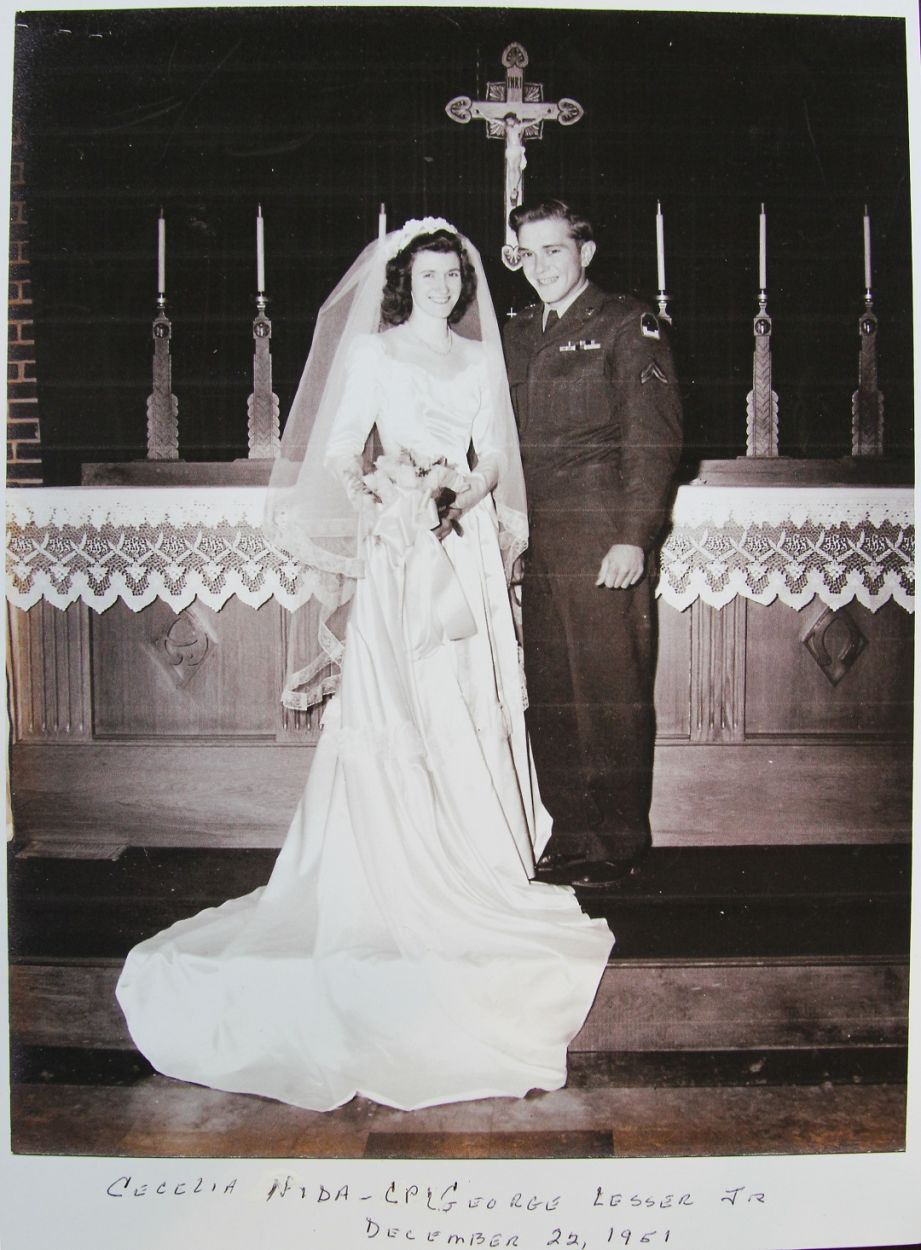 A photo of Cecilia and George Lesser on their wedding day, dated December 22, 1951. (Photo courtesy of Cecilia Lesser)